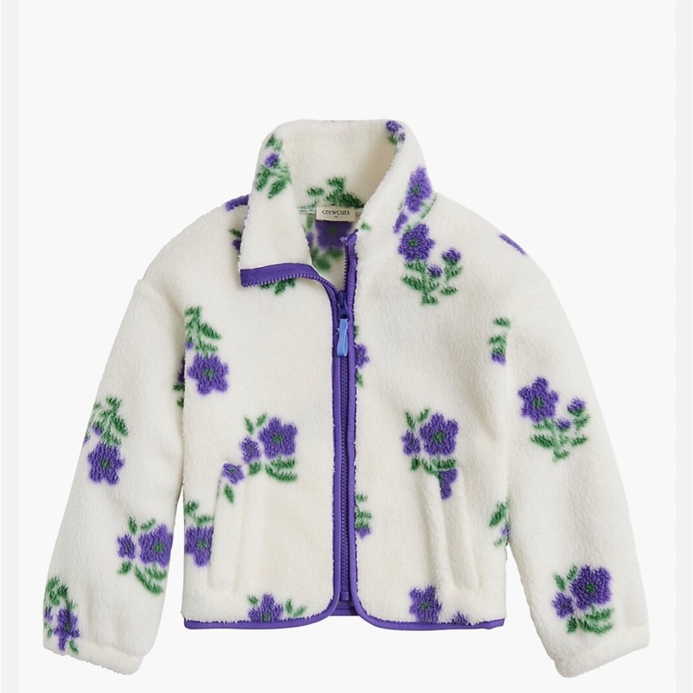 J. Crew Crewcuts Girls' floral sherpa sweatshirt size XS (4-5) - Picture 2 of 4